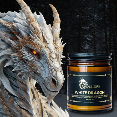 candle next to a white dragon